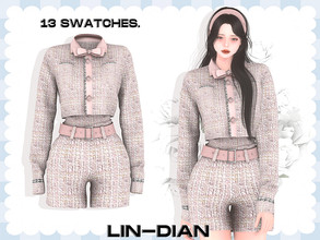 Sims 4 — Women's Two Piece Suits by LIN_DIAN — - New Mesh. - ALL Lods. - 13 Swatches. - Specular/Normal MAP.
