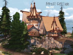 Sims 4 — Forest Cottage by VirtualFairytales — Between the dark trees you can see a river shimmer in the sunlight. From
