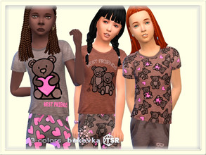 Sims 4 — Shirt Bear  by bukovka — T-shirt for children, girls. Installed standalone, suitable for the base game. 3 color
