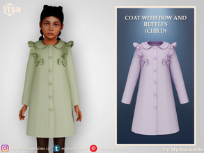 Sims 4 — Coat with bow and ruffles Child by MysteriousOo — Coat with bow and ruffles in 15 colors for kids