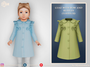 Sims 4 — Coat with bow and ruffles Toddler by MysteriousOo — Coat with bow and ruffles in 15 colors for toddlers