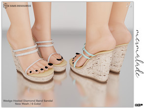 Sims 4 — Diamante Strap Raffia Wedge Sandals S149 by mermaladesimtr — New Mesh 6 Swatches All Lods All Maps Teen to Elder