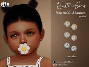 Sims 4 — Diamond Stud Earrings for Infants by WisteriaSims — **FOR INFANTS **NEW MESH - Earrings Category - 4 swatches -