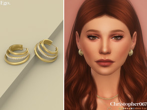 Sims 4 — Ego Earrings by christopher0672 — This is a chic + minimal pair of metal and diamond hoop earrings. 8 Colors New