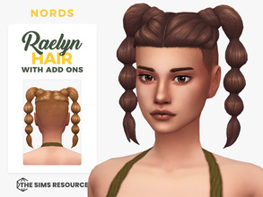 Sims 4 — Raelyn Hair by Nords — An undercut hairstyle featuring bubble braid pigtails for female sims. It comes in 24