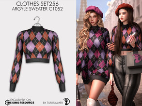 Sims 4 — Clothes SET256 - Argyle Sweater C1052 by turksimmer — 7 Swatches Compatible with HQ mod Works with all of skins