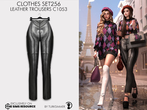 Sims 4 — Clothes SET256 - Leather Trousers C1053 by turksimmer — 11 Swatches Compatible with HQ mod Works with all of