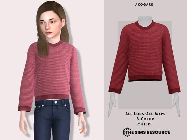 Sims 4 — Penny Top by _Akogare_ — Akogare Penny Top -8 Colors - New Mesh (All LODs) - All Texture Maps - HQ Compatible -