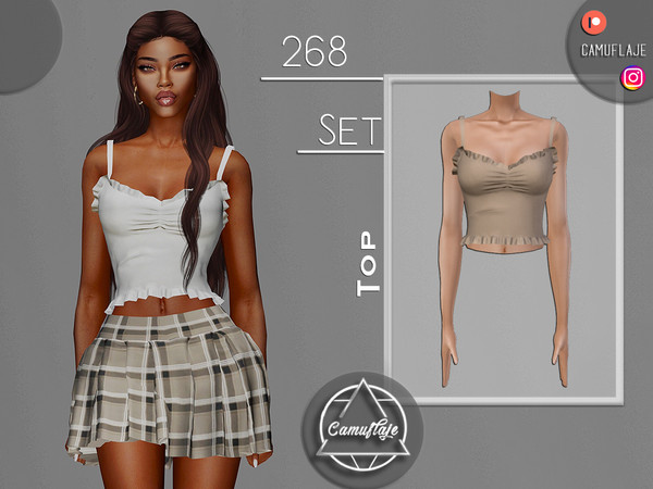 Sims 4 — SET 268 - Blouse by Camuflaje — Fashion trendy set that includes a blouse & a skirt with leg warmers ** Part