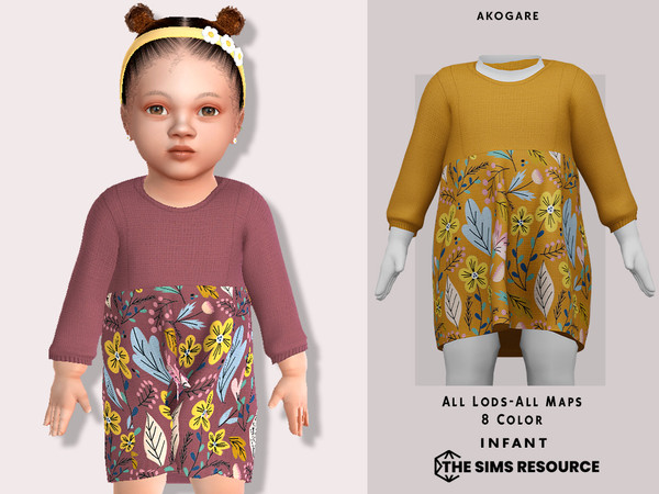 Sims 4 — I-Annie Dress by _Akogare_ — Akogare I-Annie Dress -8 Colors - New Mesh (All LODs) - All Texture Maps - HQ