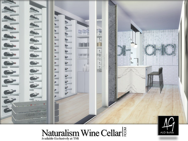 Sims 4 — Naturalism Wine Cellar by ALGbuilds — Naturalism Wine Cellar is a modern minimalist wine cellar and bar. Perfect