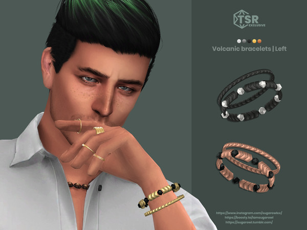 Sims 4 — Volcanic male bracelets | Left by sugar_owl — Metal bracelets with black or grey pearls for male sims. 5