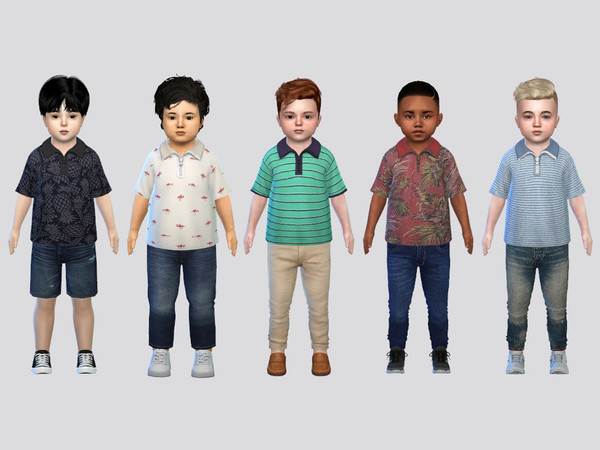 Sims 4 — Squared Polo Toddler by McLayneSims — TSR EXCLUSIVE Standalone item 6 Swatches MESH by Me NO RECOLORING Please