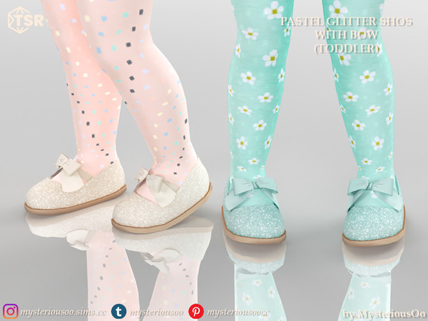 Sims 4 — Pastel glitter shoes with bow Toddler by MysteriousOo — Matching pastel glitter shoes with bow in 12 colors for