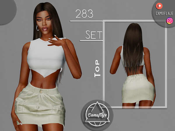 Sims 4 — SET 283 - Top by Camuflaje — Fashion trendy set that includes a top & skirt ** Part of a set ** * New mesh *