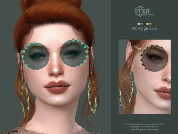 Sims 4 — Starry glasses by sugar_owl — Round sunglasses decorated with colorful metal stars for male and female sims. 10