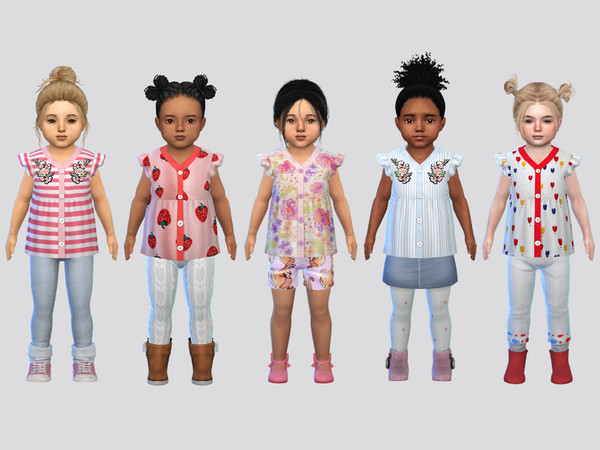 Sims 4 — Kitchie Blouse Toddler by McLayneSims — TSR EXCLUSIVE Standalone item 8 Swatches MESH by Me NO RECOLORING Please