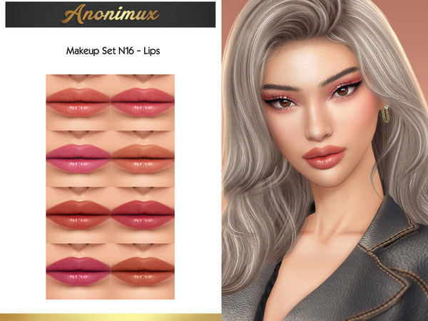 Sims 4 — Makeup Set N16 - Lips by Anonimux_Simmer — - 8 Swatches - BGC - HQ - Thanks to all CC creators - I hope you