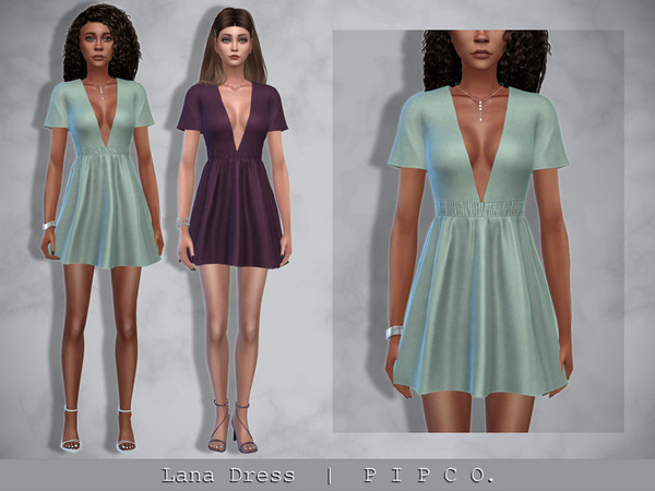 Sims 4 — Lana Dress II by Pipco — A simple dress in 20 colors. Base Game Compatible New Mesh All Lods HQ Compatible