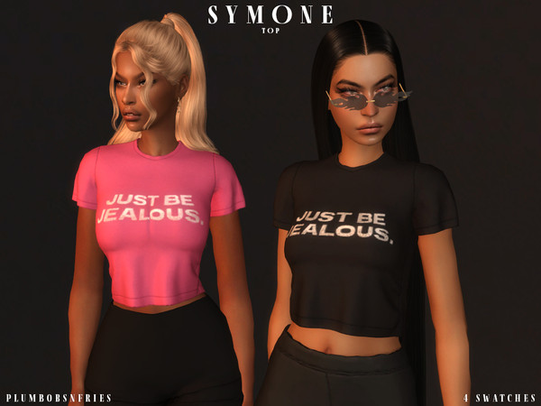 Sims 4 — SYMONE | top by ali1 — Just Be Jealous Print Top New Mesh HQ Texture Female | Teen - Elders 4 Swatches