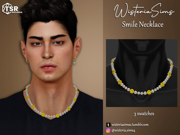 Sims 4 — Smile Necklace by WisteriaSims — **FOR MEN **NEW MESH *TEEN TO ELDER - Necklace Category - 3 swatches - Base