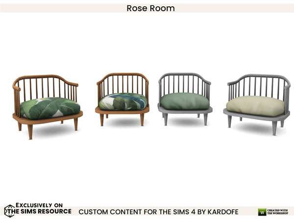 Sims 4 — Rose Room LivingChair by kardofe — Wooden armchair with large cushion, in a choice of four colours