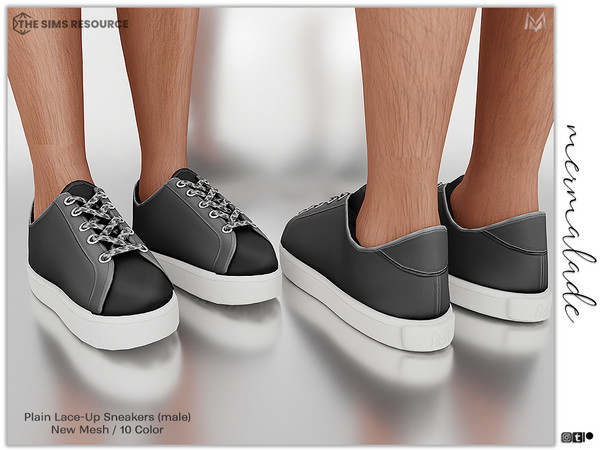 Sims 4 — Plain Lace-Up Sneakers (male) S164 by Mermalade — New Mesh 10 Swatches All Lods Teen to Elder For male -No