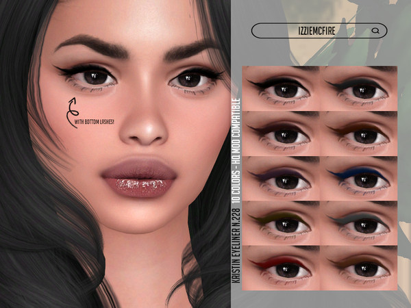 Sims 4 — Kristin Eyeliner N.228 by IzzieMcFire — With bottom lashes! Kristin Eyeliner N.228 contains 10 colors in HQ