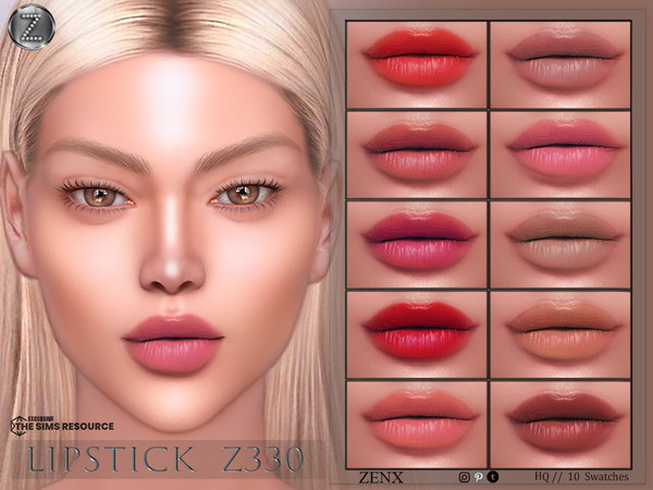 Sims 4 — LIPSTICK Z330 by ZENX — -Base Game -All Age -For Female -10 colors -Works with all of skins -Compatible with HQ