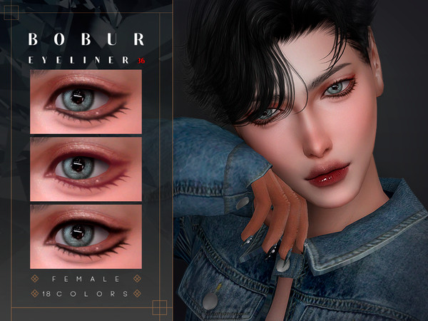 Sims 4 — Double Eyeliner by Bobur2 — Double Eyeliner with the effect of large eyes with eye bags and 2D lashes 18 colors