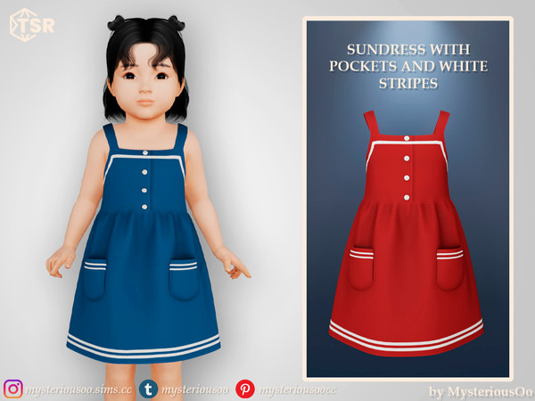 Sims 4 — Sundress with pockets and white stripes by MysteriousOo — Sundress with pockets and white stripes in 9 colors