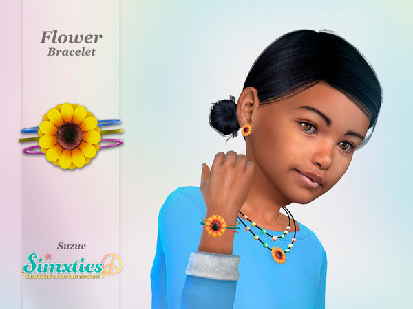 Sims 4 — Simxties Flower Bracelet Child by Suzue — -New Mesh (Suzue) -9 Swatches -For Female -HQ Compatible
