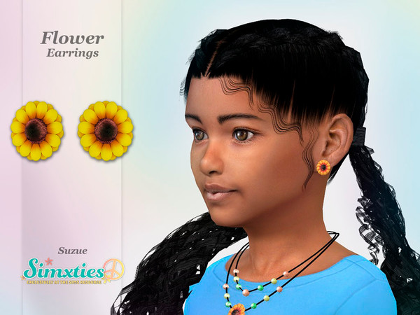 Sims 4 — Simxties Flower Earrings Child by Suzue — -New Mesh (Suzue) -4 Swatches -For Female -HQ Compatible