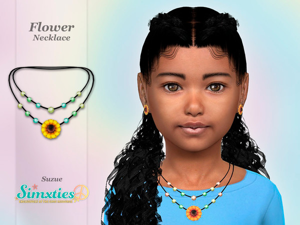 Sims 4 — Simxties Flower Necklace Child by Suzue — -New Mesh (Suzue) -5 Swatches -For Female -HQ Compatible