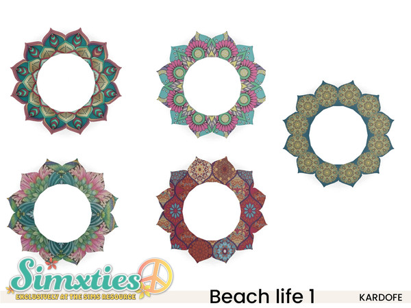 Sims 4 — Simxties kardofe_Beach life 1_Mirror by kardofe — Wall mirror in the shape of a mandala, in five different