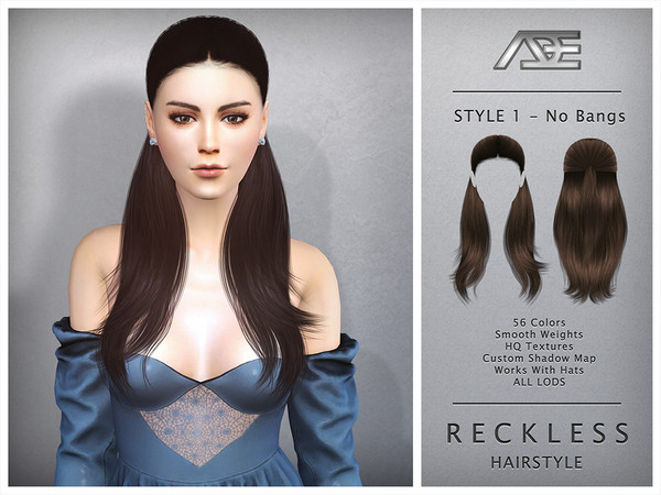 Sims 4 — Reckless - Style 1 without Bangs (Hairstyle) by Ade_Darma — Reckless Hairstyle - Style 1 without Bangs New Hair
