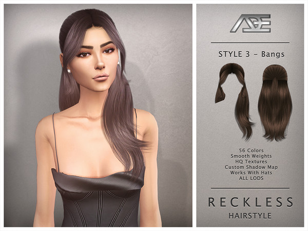 Sims 4 — Reckless - Style 3 with Bangs (Hairstyle) by Ade_Darma — Reckless Hairstyle - Style 3 with Bangs New Hair Mesh