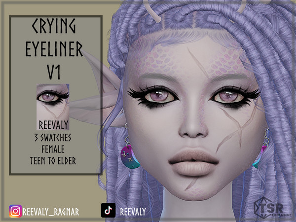 Sims 4 — Crying Eyeliner V1 by Reevaly — 3 Swatches. Teen to Elder. Female. Base Game compatible. Please do not reupload.