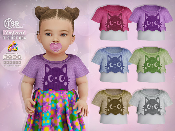 Sims 4 — Infant Girl T-Shirt 004 by RobertaPLobo — :: Infant T-Shirt 004 - cat - TS4 : Only for Girls :: 6 swatches ::