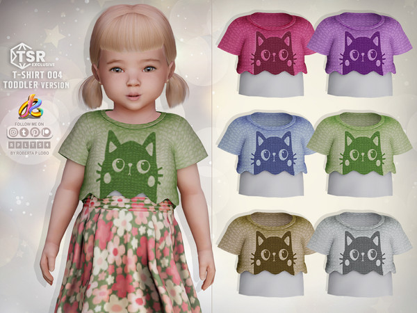 Sims 4 — T-Shirt 004 ( Toddler version ) by RobertaPLobo — ::Toddler version T-Shirt 004 - cat - TS4 : Only for Girls ::