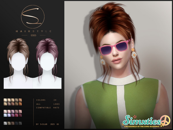 Sims 4 — sclub_ts4_Simxties_030523 by S-Club — Simxties collab, updo hairstyle with 24 colors, hope you like, thank you.