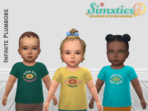 Sims 4 — Simxties Infant Flower Power Top by InfinitePlumbobs — Flower Power Themed T-Shirt for Infants - 3 Swatches -