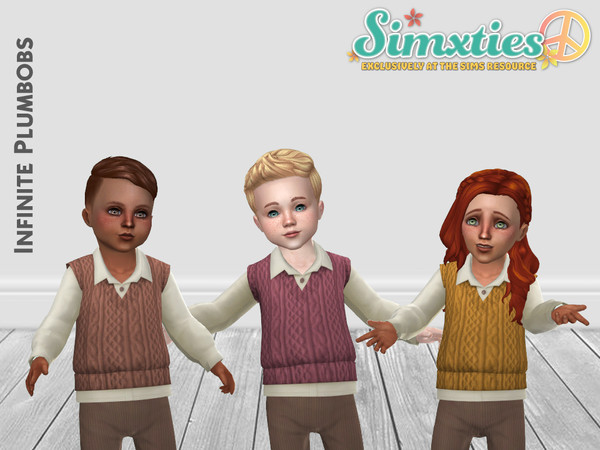 Sims 4 — Simxties Toddler Knitted Vest by InfinitePlumbobs — Knitted Vest over Shirt for Toddlers - 6 Swatches - Suitable