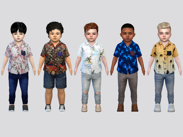 Sims 4 — Pocket Button Shirts Toddler by McLayneSims — TSR EXCLUSIVE Standalone item 8 Swatches MESH by Me NO RECOLORING