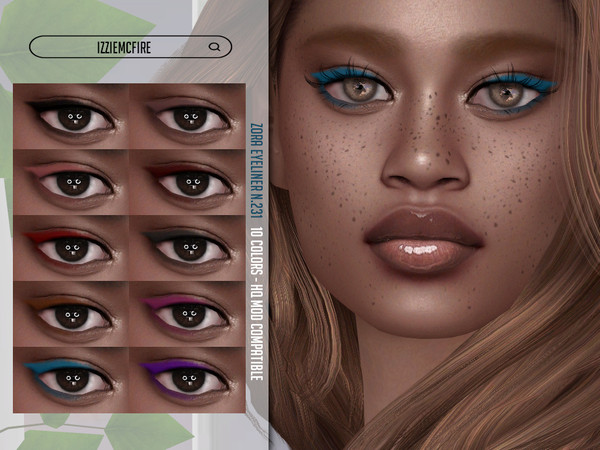 Sims 4 — IMF Zora Eyeliner N.231 by IzzieMcFire — Zora Eyeliner N.231 contains 10 colors in HQ texture. Standalone item