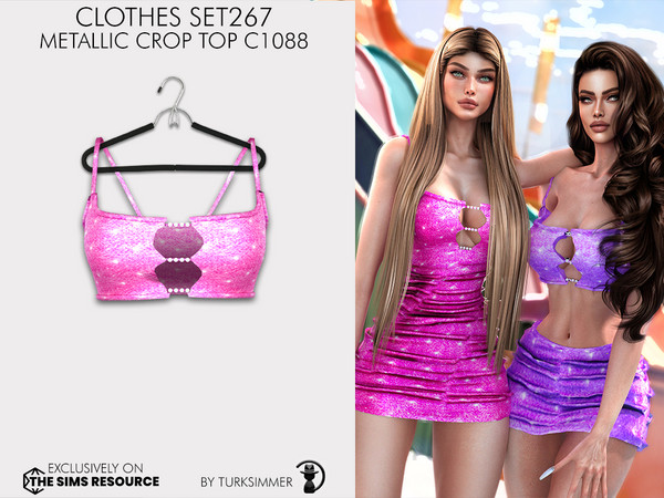 Sims 4 — Clothes SET267 - Metallic Crop Top C1088 by Daph's — 8 Swatches Compatible with HQ mod Works with all of skins