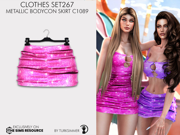 Sims 4 — Clothes SET267 - Metallic Bodycon Skirt C1089 by Daph's — 8 Swatches Compatible with HQ mod Works with all of
