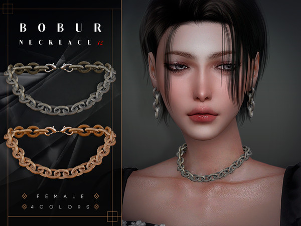 Sims 4 — Necklace with fluted chains by Bobur2 — Necklace with fluted chains for female 4 colors I hope you like it
