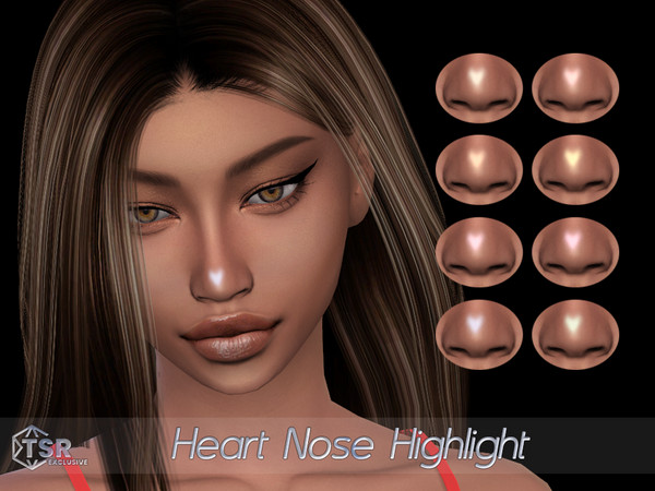 Sims 4 — Heart Nose Highlight by qLayla — ~ Previews were made using HQ Mod ~ ~ Previews and swatches were made in CAS ~