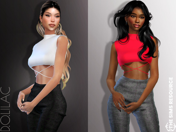 Sims 4 — Crop Top DO874 by DOLilac — Custom thumbnail New Mesh 10 Colors Adult-Elder-Teen-Young Adult For Female